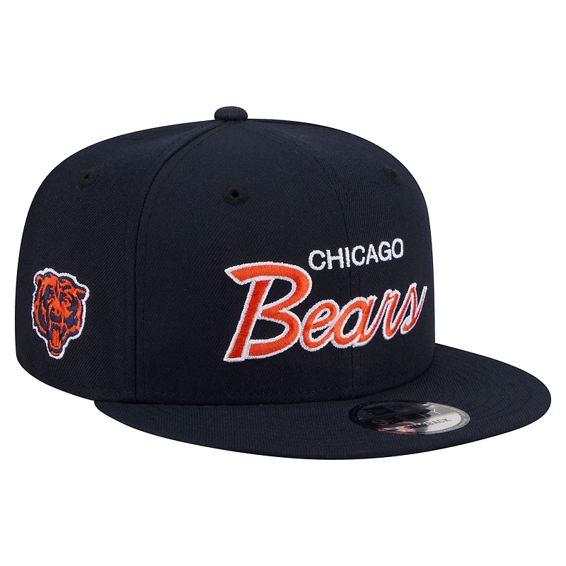 Men's New Era Navy Chicago Bears Core Team Script 9FIFTY Snapback Hat
