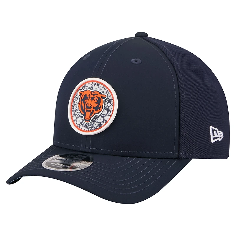 Casquette trucker ajustable New Era 9FORTY M-Crown pour homme, bleu marine, motif floral Chicago Bears