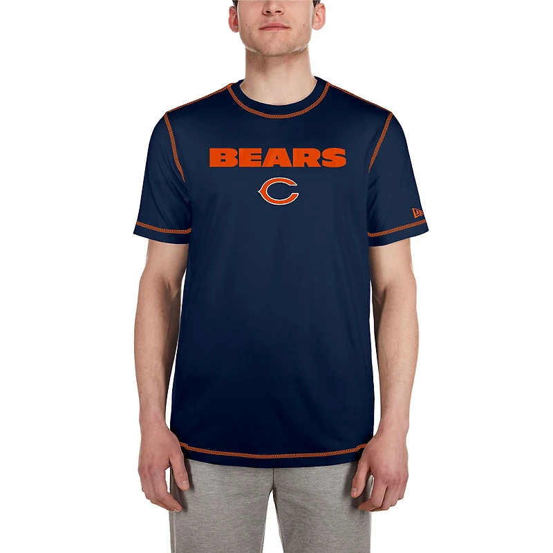 Men's New Era  Navy Chicago Bears Third Down Puff Print T-Shirt