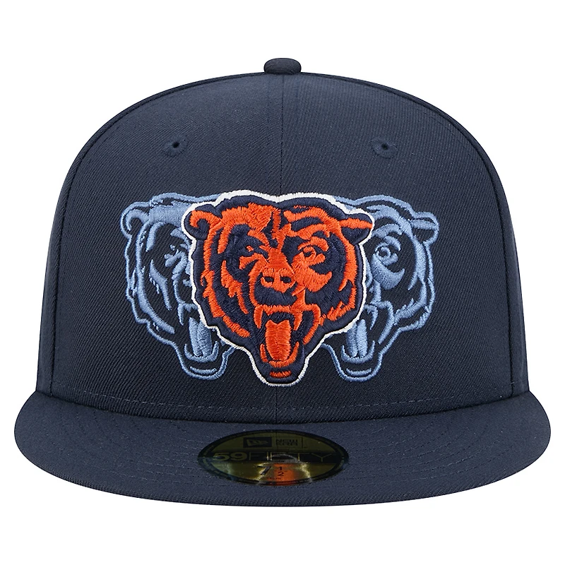 Casquette ajustée New Era bleu marine Chicago Bears Tri-Hit 59FIFTY pour homme