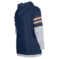 T-shirt à capuche manches longues Twofer Chicago Bears bleu marine New Era pour homme