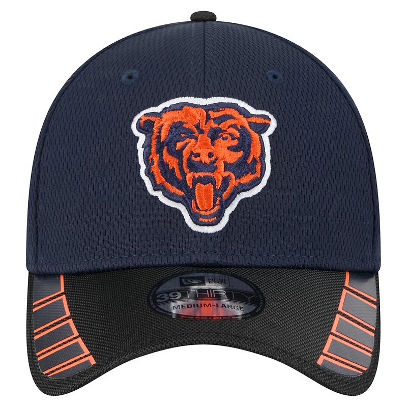 Casquette New Era bleu marine Chicago Bears Visor Hit 39THIRTY Flex pour homme