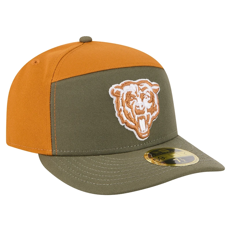 Men's New Era Olive/Brown Chicago Bears Two-Tone Color Pack Split Panel 59FIFTY Fitted Hat