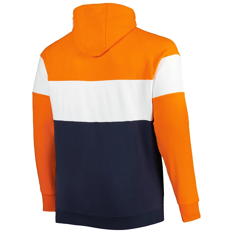 Sweat à capuche raglan en molleton Big & Tall Throwback Chicago Bears New Era orange/bleu marine pour homme
