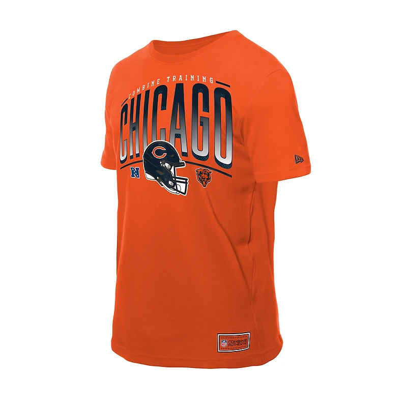T-shirt orange New Era pour homme avec logo authentique des Chicago Bears