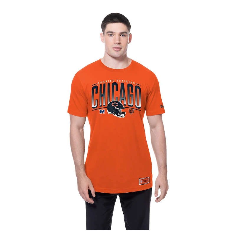 T-shirt orange New Era pour homme avec logo authentique des Chicago Bears