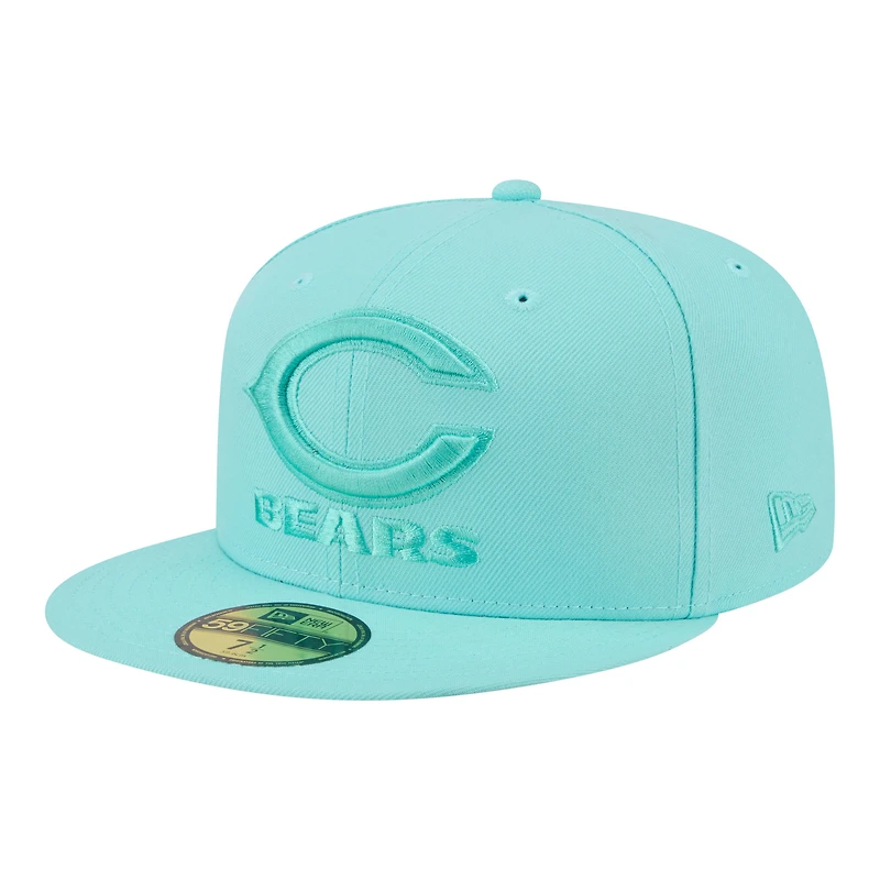 Casquette ajustée New Era 59FIFTY turquoise Chicago Bears pour homme