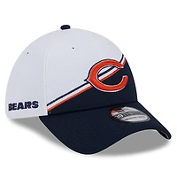 Men's New Era  White/Navy Chicago Bears 2023 Sideline 39THIRTY Flex Hat