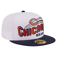 Men's New Era White/Navy Chicago Bears Retro Swoop 59FIFTY Fitted Hat