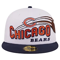 Men's New Era White/Navy Chicago Bears Retro Swoop 59FIFTY Fitted Hat