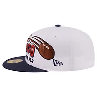Men's New Era White/Navy Chicago Bears Retro Swoop 59FIFTY Fitted Hat