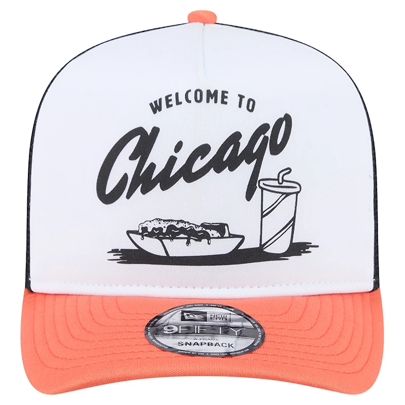 Men's New Era White/Orange Chicago Bears Foodie 9FIFTY A-Frame Trucker Snapback Hat