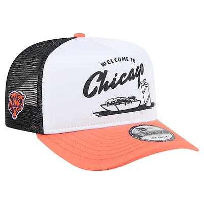 Men's New Era White/Orange Chicago Bears Foodie 9FIFTY A-Frame Trucker Snapback Hat