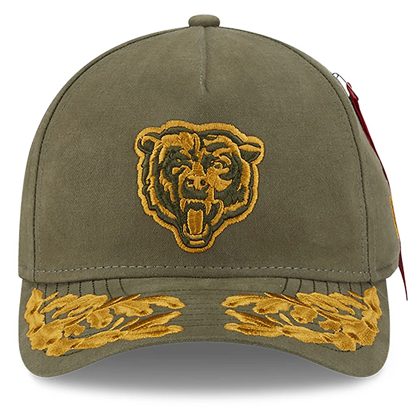 Men's New Era x Alpha Industries  Olive Chicago Bears A-Frame 9FORTY Adjustable Hat