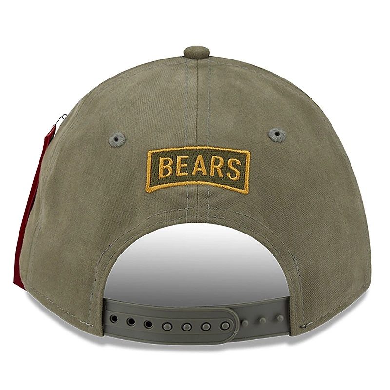 Men's New Era x Alpha Industries  Olive Chicago Bears A-Frame 9FORTY Adjustable Hat