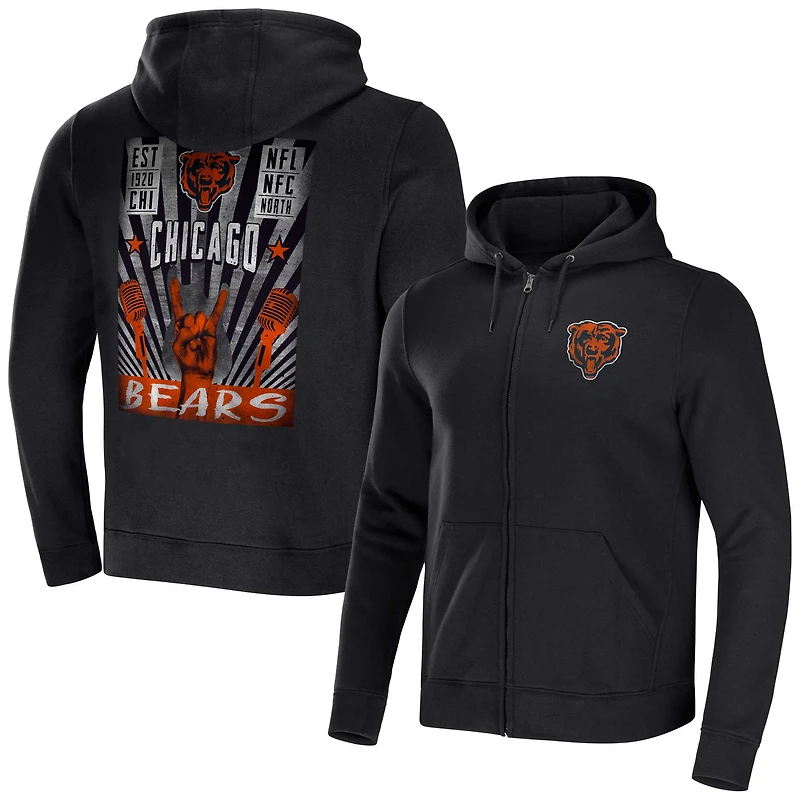 Collection NFL x Darius Rucker pour hommes par Fanatics Sweat à capuche entièrement zippé noir Chicago Bears Rocker