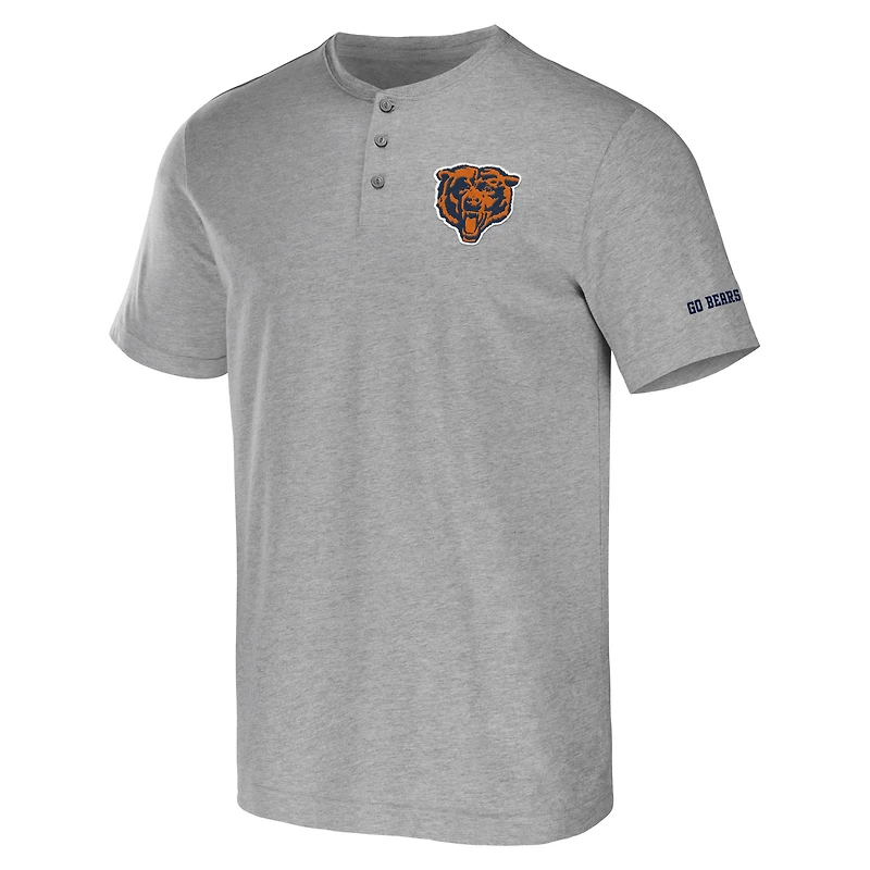 Collection NFL x Darius Rucker par Fanatics T-shirt gris chiné Chicago Bears Henley pour homme
