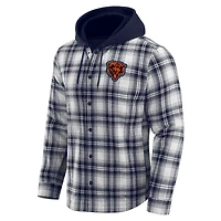 Men's NFL x Darius Rucker Collection by Fanatics Navy Chicago Bears Plaid Flannel Quilted Full-Snap Hooded Shacket