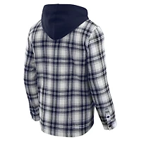 Men's NFL x Darius Rucker Collection by Fanatics Navy Chicago Bears Plaid Flannel Quilted Full-Snap Hooded Shacket
