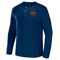 Collection NFL x Darius Rucker pour hommes par Fanatics T-shirt à manches longues Henley en jersey flammé Chicago Bears bleu marine