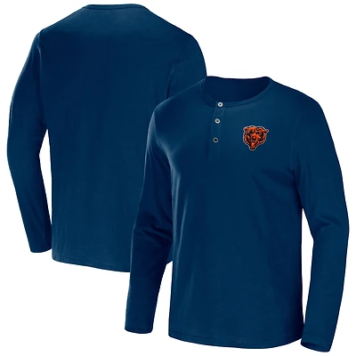 Collection NFL x Darius Rucker pour hommes par Fanatics T-shirt à manches longues Henley en jersey flammé Chicago Bears bleu marine