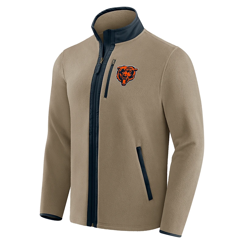 Veste polaire épaisse zippée pour homme, collection NFL x Darius Rucker par Fanatics, couleur beige des Chicago Bears