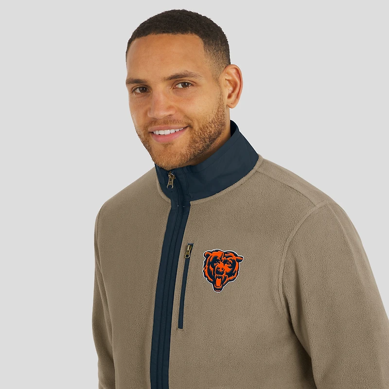 Veste polaire épaisse zippée pour homme, collection NFL x Darius Rucker par Fanatics, couleur beige des Chicago Bears