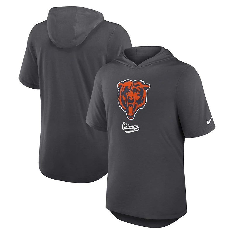 T-shirt à capuche Nike anthracite Chicago Bears Tri-Blend Performance pour homme