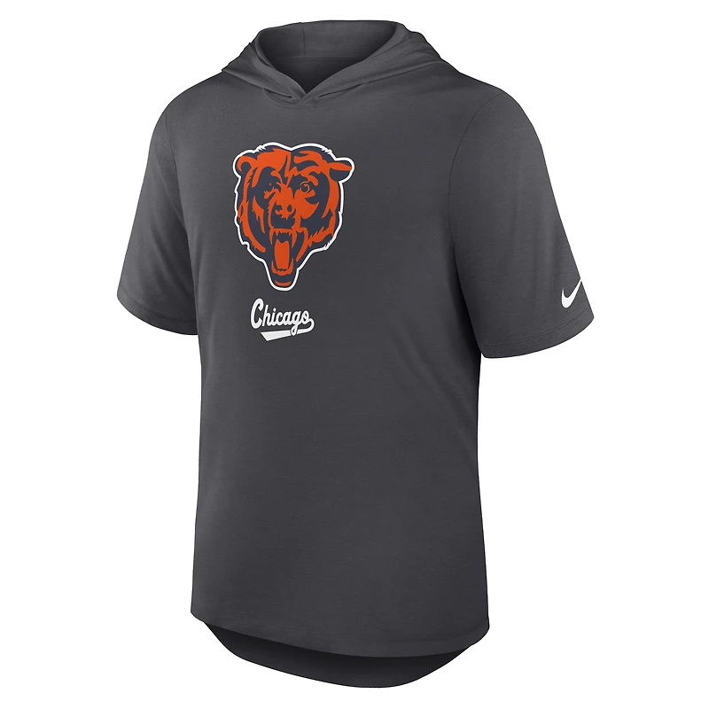 Men's Nike Anthracite Chicago Bears Tri-Blend Performance Hoodie T-Shirt