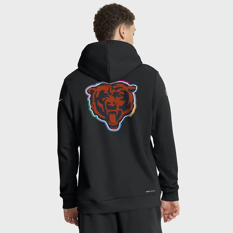 Sweat à capuche Nike noir Chicago Bears NFL Crucial Catch 2025 pour homme, édition standard, Dri-FIT