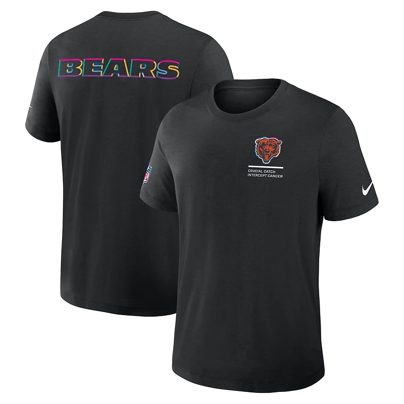 T-shirt Nike noir Chicago Bears 2025 Crucial Catch Tri-Blend Dri-FIT pour homme