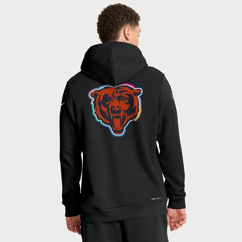 Men's Nike Black Chicago Bears Tall 2025 NFL Crucial Catch Sideline Standard Issue Dri-FIT Hoodie