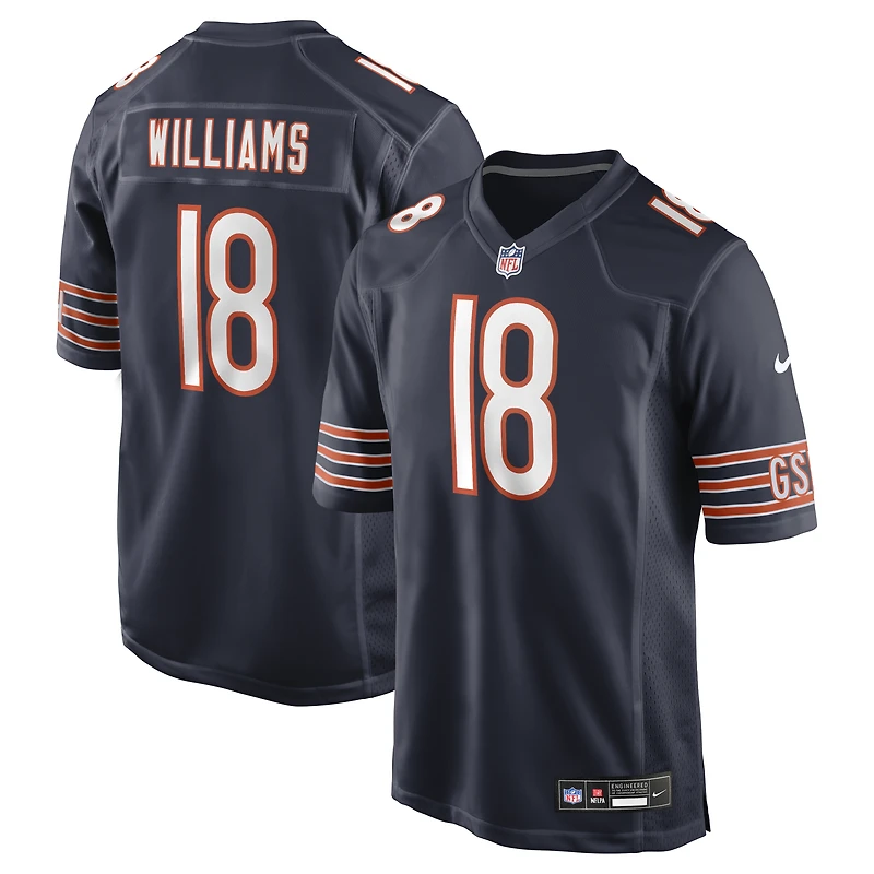 Maillot de match Nike Caleb Williams bleu marine des Chicago Bears pour homme