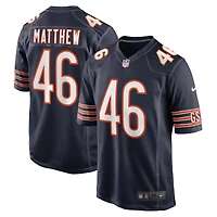 Maillot de match Nike Christian Matthew des Chicago Bears pour homme, bleu marine