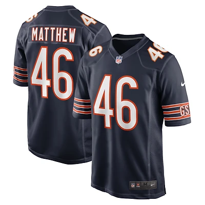 Maillot de match Nike Christian Matthew des Chicago Bears pour homme, bleu marine