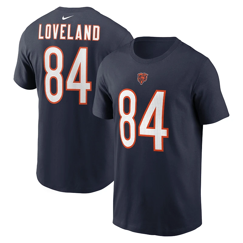 Men's Nike Colston Loveland Navy Chicago Bears Name & Number T-Shirt