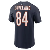 T-shirt Nike Colston Loveland bleu marine Chicago Bears pour homme, avec nom et numéro