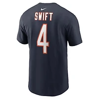 T-shirt Nike D'Andre Swift pour homme, bleu marine, nom et numéro du joueur des Chicago Bears