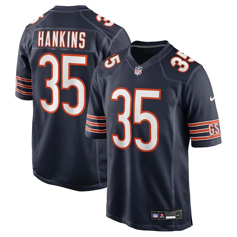 Maillot Nike Deion Hankins bleu marine pour homme des Chicago Bears