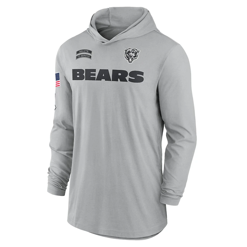 Sweat à capuche léger manches longues et Nike Chicago Bears 2024 Salute to Service pour homme, gris