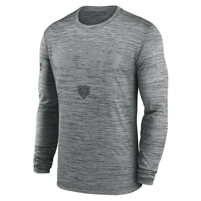 Men's Nike Gray Chicago Bears Sideline Offensive Transition Velocity Dri-FIT Long Sleeve T-Shirt