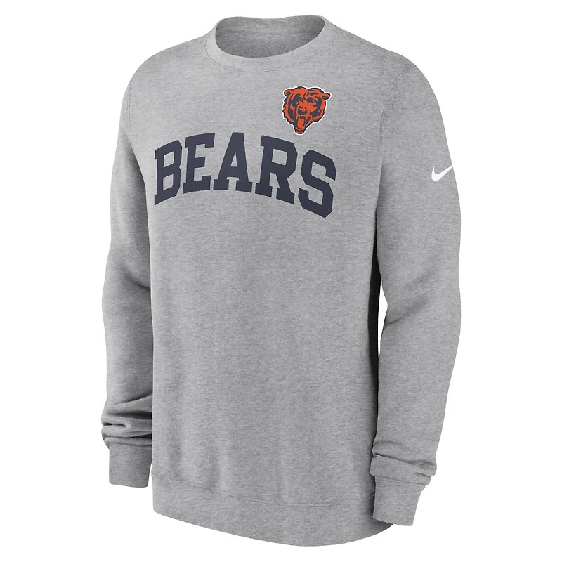 Men's Nike Heather Gray Chicago Bears Club Pullover Sweatshirt