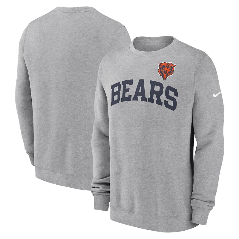 Sweat-shirt Nike gris chiné Chicago Bears Club pour hommes