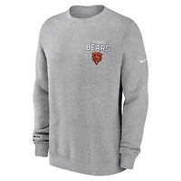 Men's Nike Heather Gray Chicago Bears Primetime Club Fleece Pullover Sweatshirt