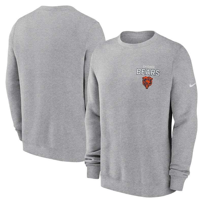 Sweat-shirt en molleton Nike Primetime Club Chicago Bears gris chiné pour homme