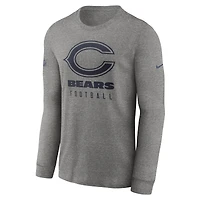 Men's Nike  Heather Gray Chicago Bears Team Issue Long Sleeve Performance T-Shirt