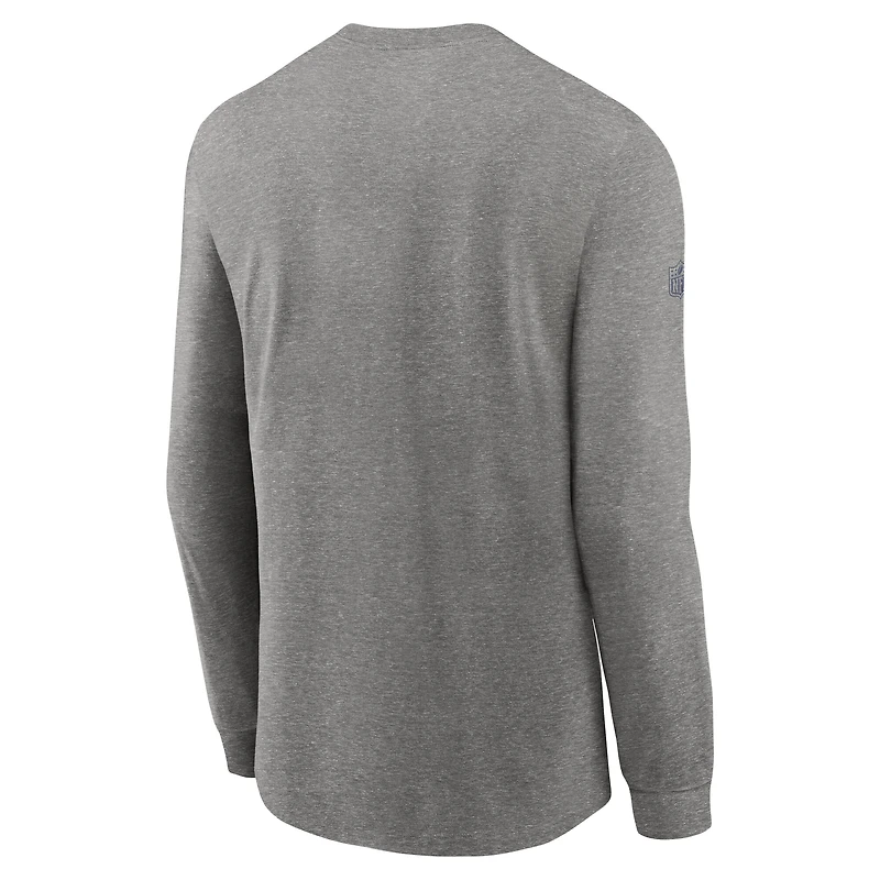 T-shirt Nike à manches longues pour homme, gris chiné, Chicago Bears Team Issue Performance