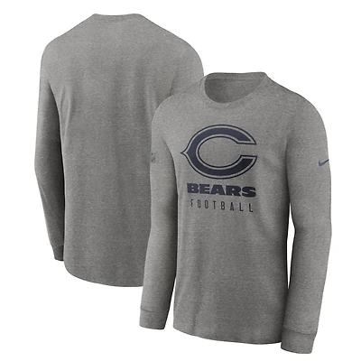 Men's Nike  Heather Gray Chicago Bears Team Issue Long Sleeve Performance T-Shirt