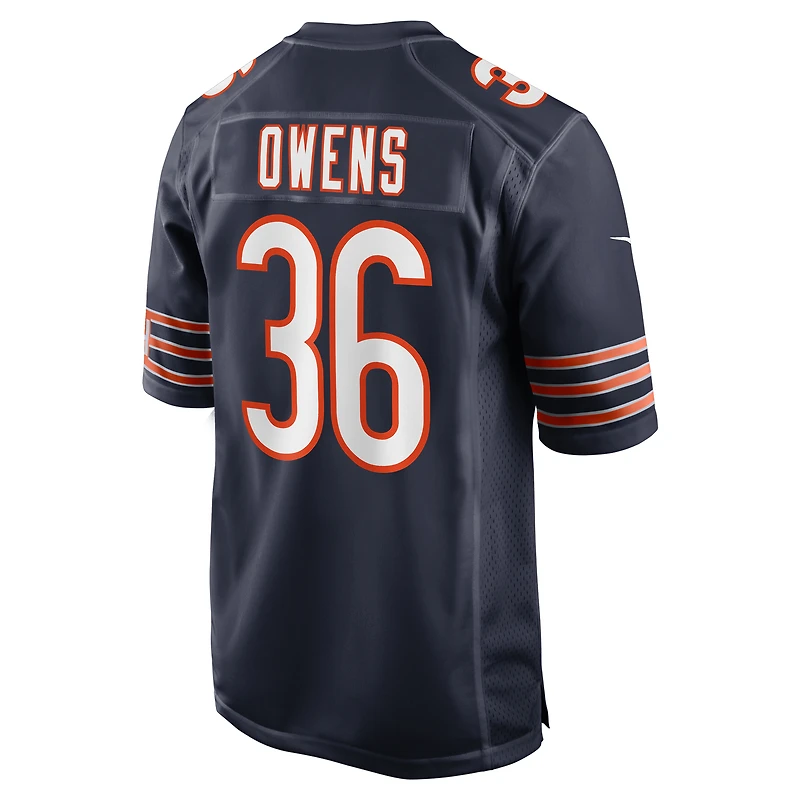 Maillot de match Nike Jonathan Owens bleu marine pour homme des Chicago Bears