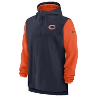Sweat à capuche zippé pour homme Nike Chicago Bears Sideline Player - Bleu marine/orange